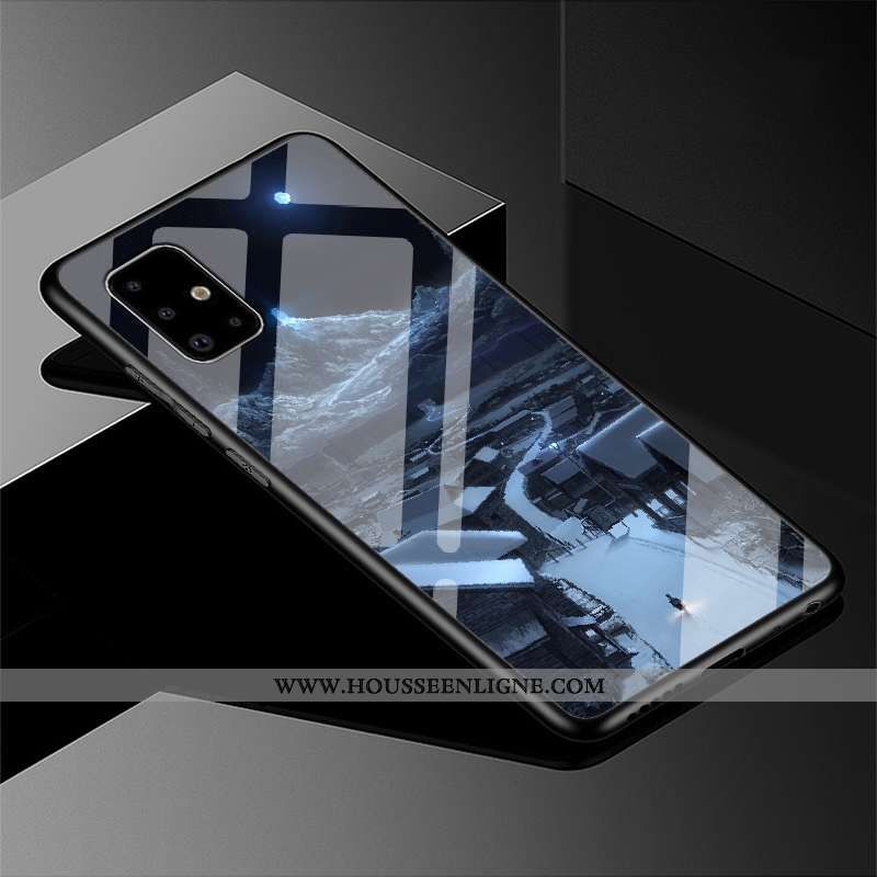 Housse Samsung Galaxy A71 Verre Protection Incassable Étoile Vent Miroir Noir
