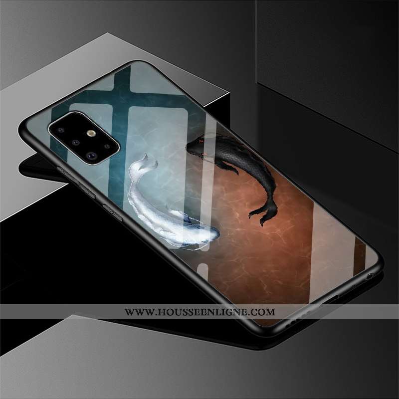 Housse Samsung Galaxy A71 Verre Protection Incassable Étoile Vent Miroir Noir