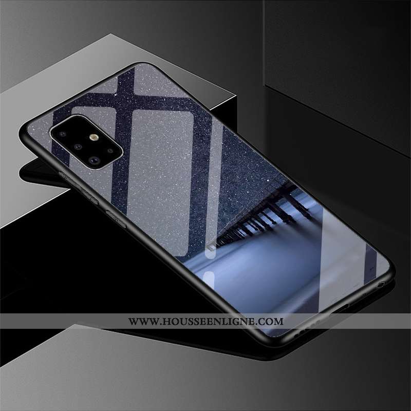 Housse Samsung Galaxy A71 Verre Protection Incassable Étoile Vent Miroir Noir