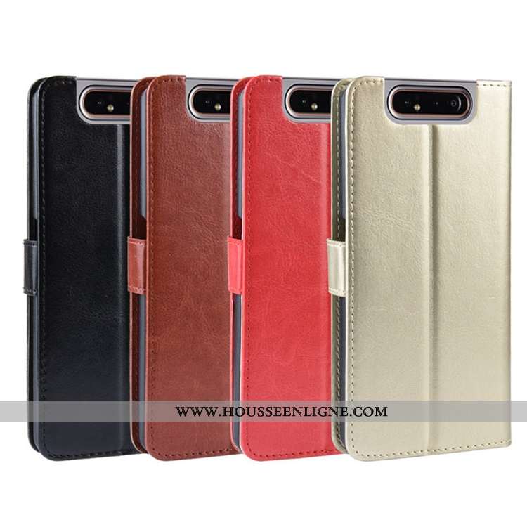 Housse Samsung Galaxy A80 Cuir Personnalité Étui Téléphone Portable Coque Carte Portefeuille Noir