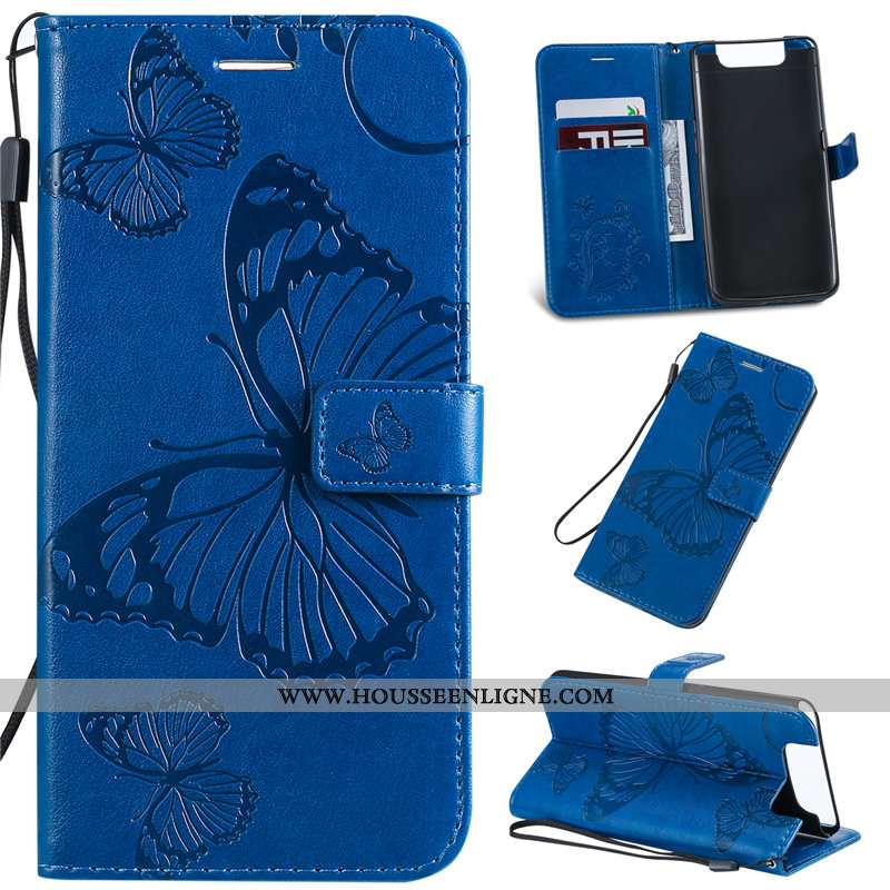 Housse Samsung Galaxy A80 Cuir Protection Téléphone Portable Étoile Étui Incassable Clamshell Violet