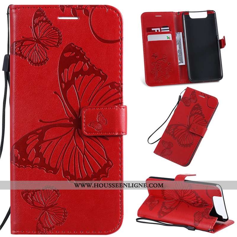 Housse Samsung Galaxy A80 Cuir Protection Téléphone Portable Étoile Étui Incassable Clamshell Violet