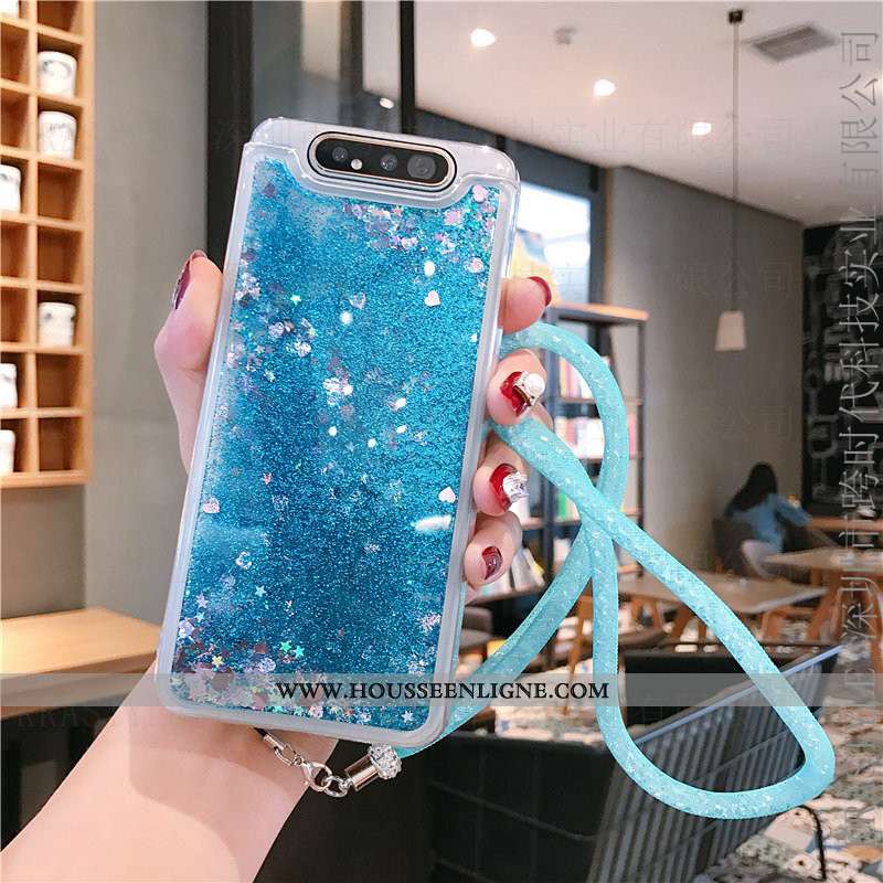 Housse Samsung Galaxy A80 Fluide Doux Personnalité Quicksand Téléphone Portable Violet Net Rouge Éto