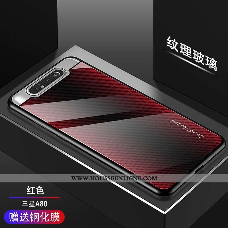 Housse Samsung Galaxy A80 Mode Protection Membrane Bleu Marin Téléphone Portable Tempérer Coque Bleu