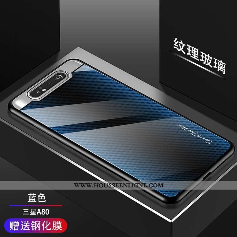 Housse Samsung Galaxy A80 Mode Protection Membrane Bleu Marin Téléphone Portable Tempérer Coque Bleu
