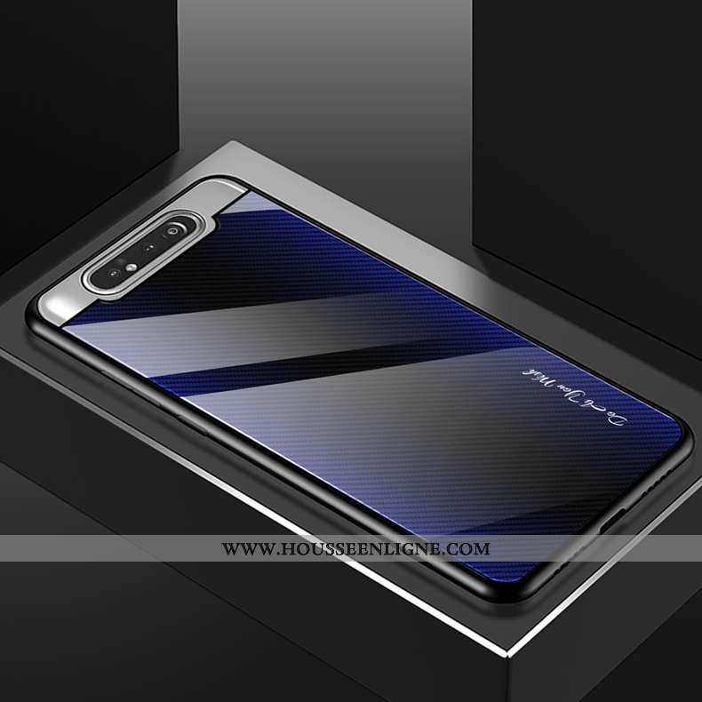 Housse Samsung Galaxy A80 Mode Protection Membrane Bleu Marin Téléphone Portable Tempérer Coque Bleu
