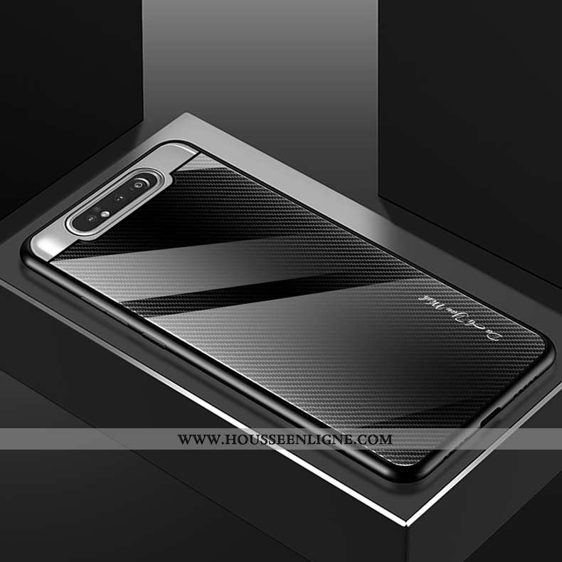 Housse Samsung Galaxy A80 Mode Protection Membrane Bleu Marin Téléphone Portable Tempérer Coque Bleu