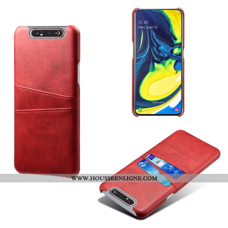 Housse Samsung Galaxy A80 Personnalité Vintage Téléphone Portable Étui Tendance Carte Business Gris