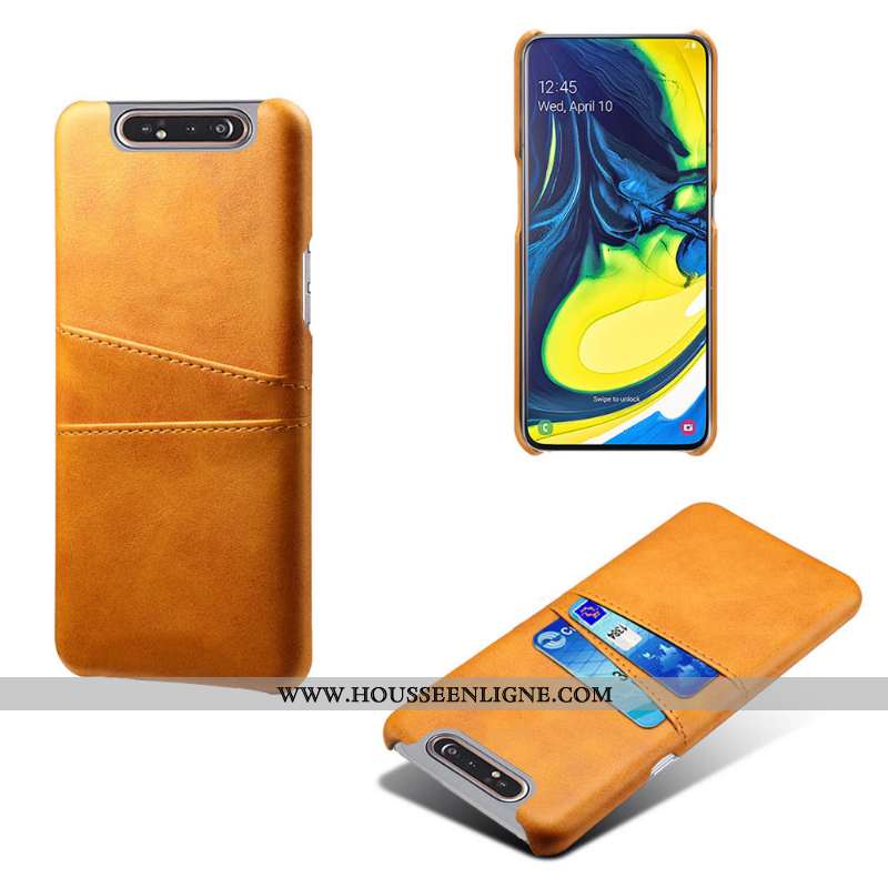 Housse Samsung Galaxy A80 Personnalité Vintage Téléphone Portable Étui Tendance Carte Business Gris