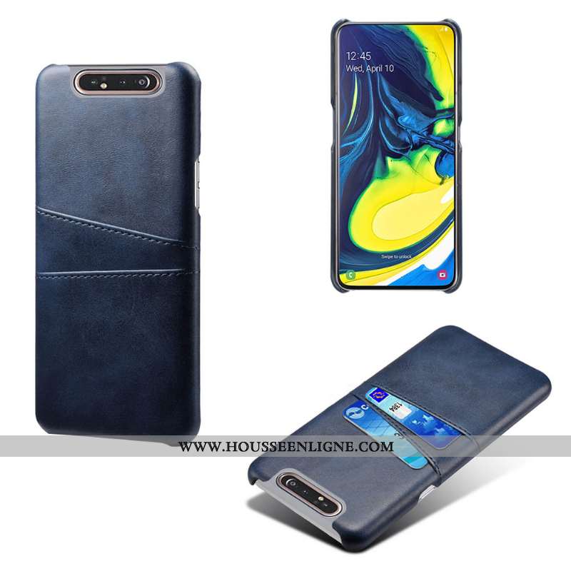Housse Samsung Galaxy A80 Personnalité Vintage Téléphone Portable Étui Tendance Carte Business Gris