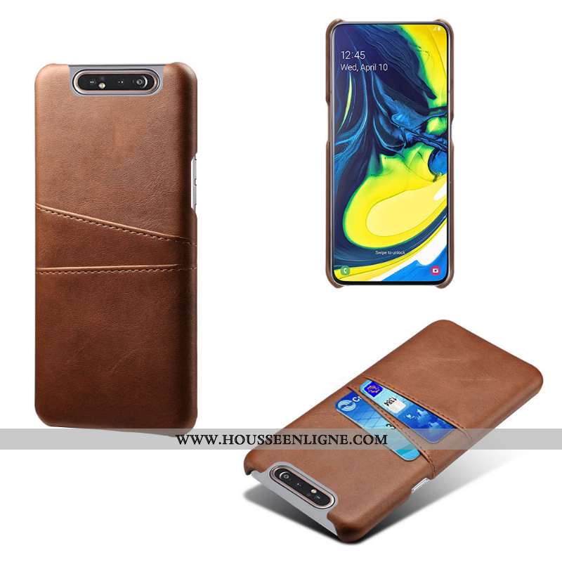 Housse Samsung Galaxy A80 Personnalité Vintage Téléphone Portable Étui Tendance Carte Business Gris