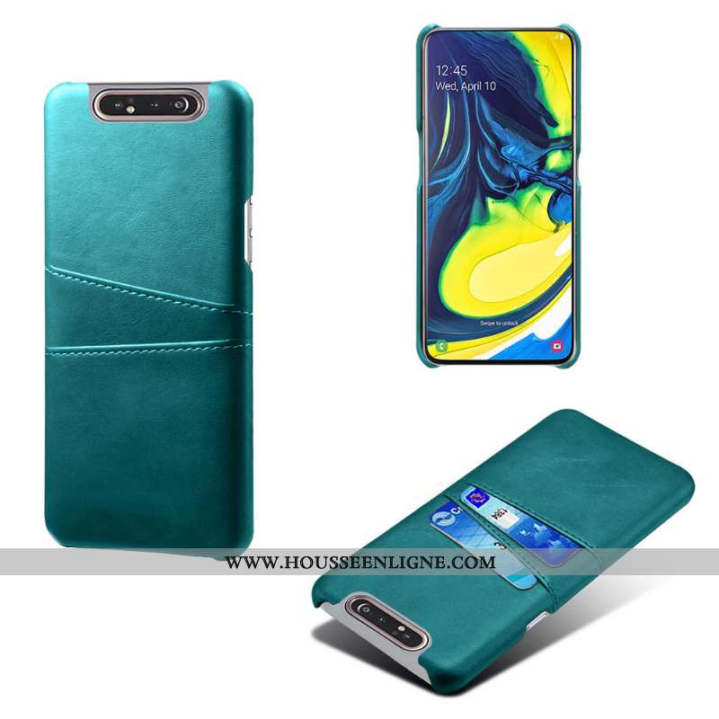 Housse Samsung Galaxy A80 Personnalité Vintage Téléphone Portable Étui Tendance Carte Business Gris