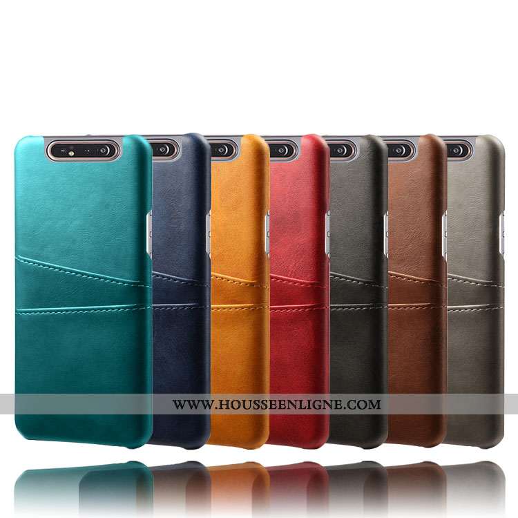 Housse Samsung Galaxy A80 Personnalité Vintage Téléphone Portable Étui Tendance Carte Business Gris