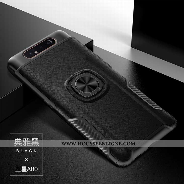 Housse Samsung Galaxy A80 Protection Cuir Étoile Difficile Support Coque Modèle Fleurie Rouge