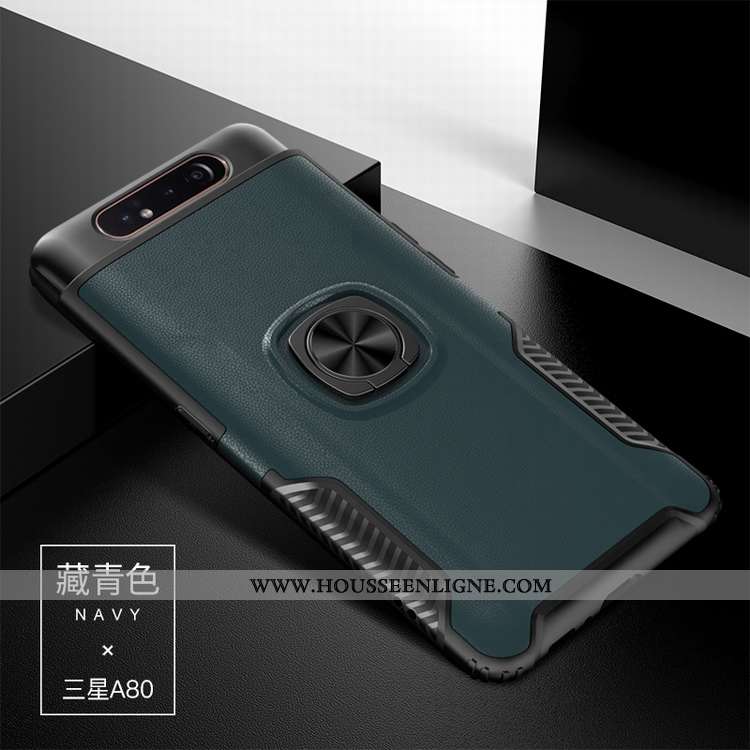 Housse Samsung Galaxy A80 Protection Cuir Étoile Difficile Support Coque Modèle Fleurie Rouge