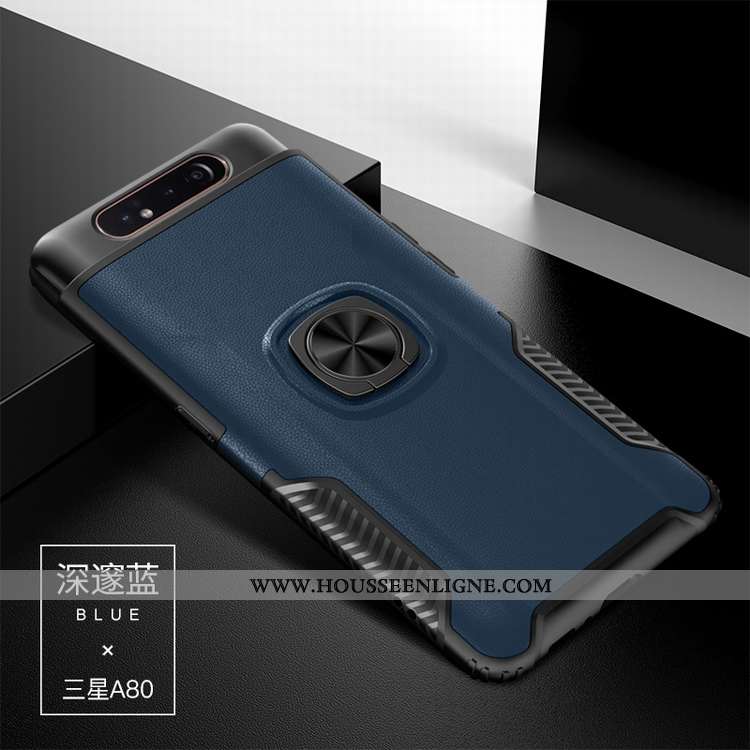 Housse Samsung Galaxy A80 Protection Cuir Étoile Difficile Support Coque Modèle Fleurie Rouge