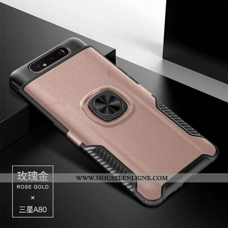 Housse Samsung Galaxy A80 Protection Cuir Étoile Difficile Support Coque Modèle Fleurie Rouge