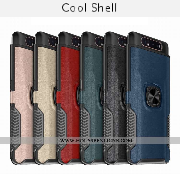 Housse Samsung Galaxy A80 Protection Cuir Étoile Difficile Support Coque Modèle Fleurie Rouge