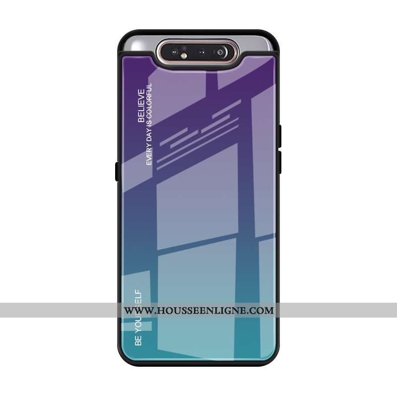 Housse Samsung Galaxy A80 Protection Verre Couvercle Arrière Dégradé De Couleur Téléphone Portable T