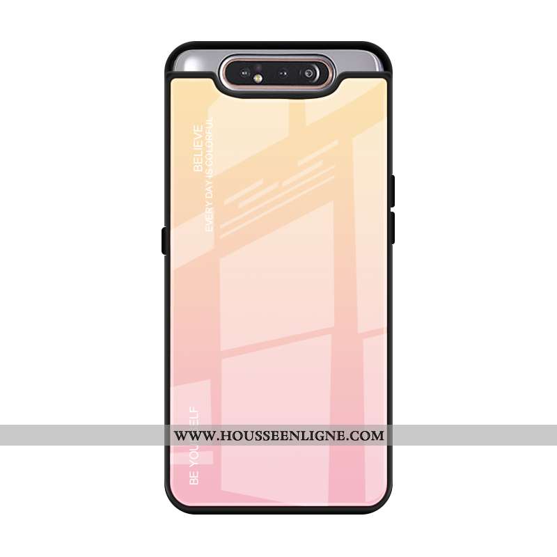 Housse Samsung Galaxy A80 Protection Verre Couvercle Arrière Dégradé De Couleur Téléphone Portable T