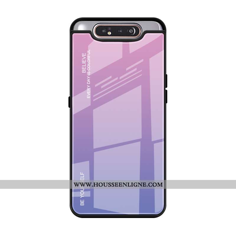 Housse Samsung Galaxy A80 Protection Verre Couvercle Arrière Dégradé De Couleur Téléphone Portable T