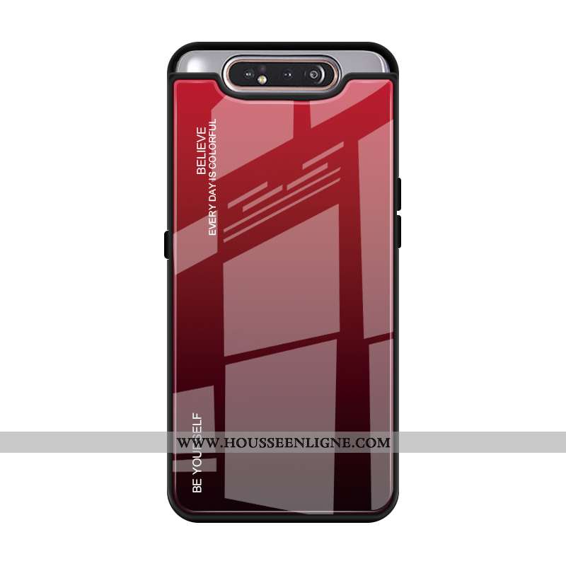 Housse Samsung Galaxy A80 Protection Verre Couvercle Arrière Dégradé De Couleur Téléphone Portable T