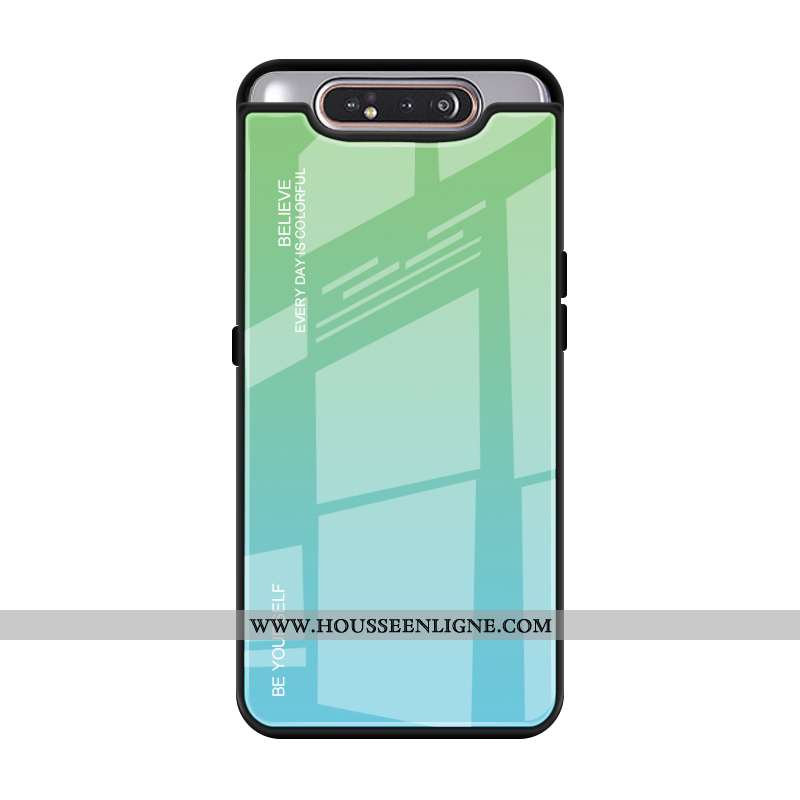 Housse Samsung Galaxy A80 Protection Verre Couvercle Arrière Dégradé De Couleur Téléphone Portable T