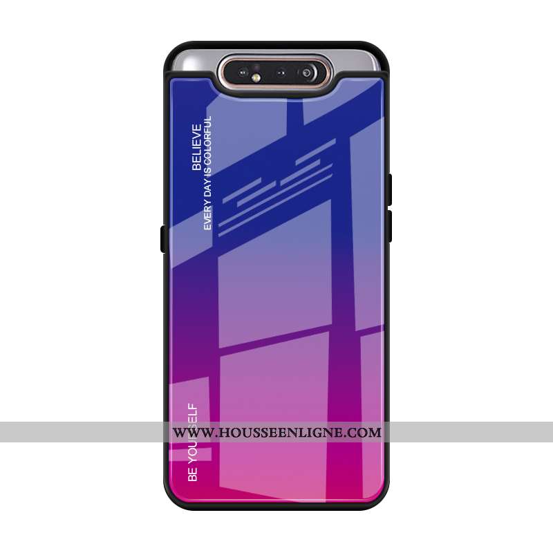 Housse Samsung Galaxy A80 Protection Verre Couvercle Arrière Dégradé De Couleur Téléphone Portable T