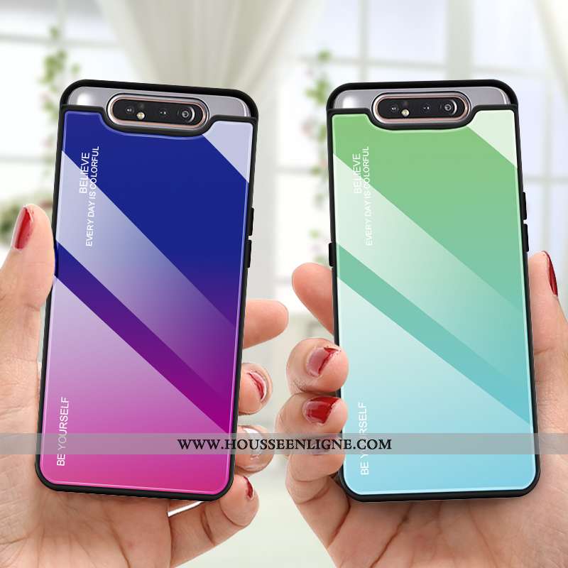 Housse Samsung Galaxy A80 Protection Verre Couvercle Arrière Dégradé De Couleur Téléphone Portable T