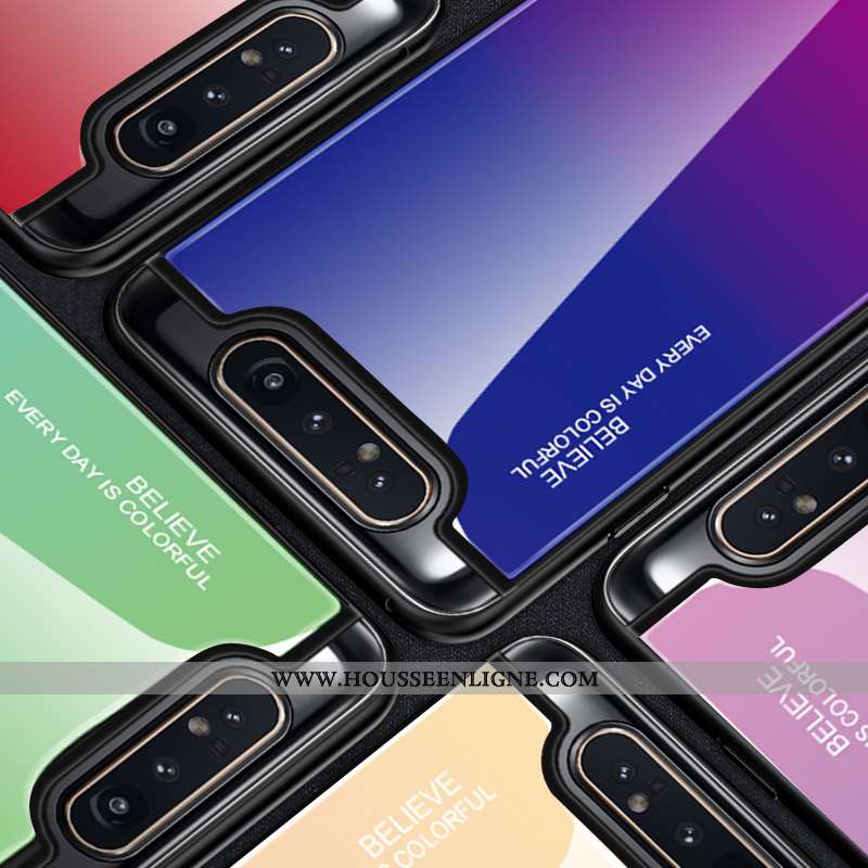 Housse Samsung Galaxy A80 Protection Verre Couvercle Arrière Dégradé De Couleur Téléphone Portable T