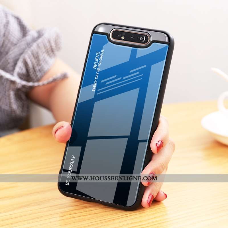 Housse Samsung Galaxy A80 Protection Verre Couvercle Arrière Dégradé De Couleur Téléphone Portable T