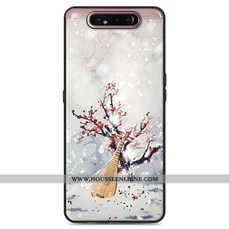 Housse Samsung Galaxy A80 Protection Vintage Style Chinois Frais Étoile Petit Art Blanche