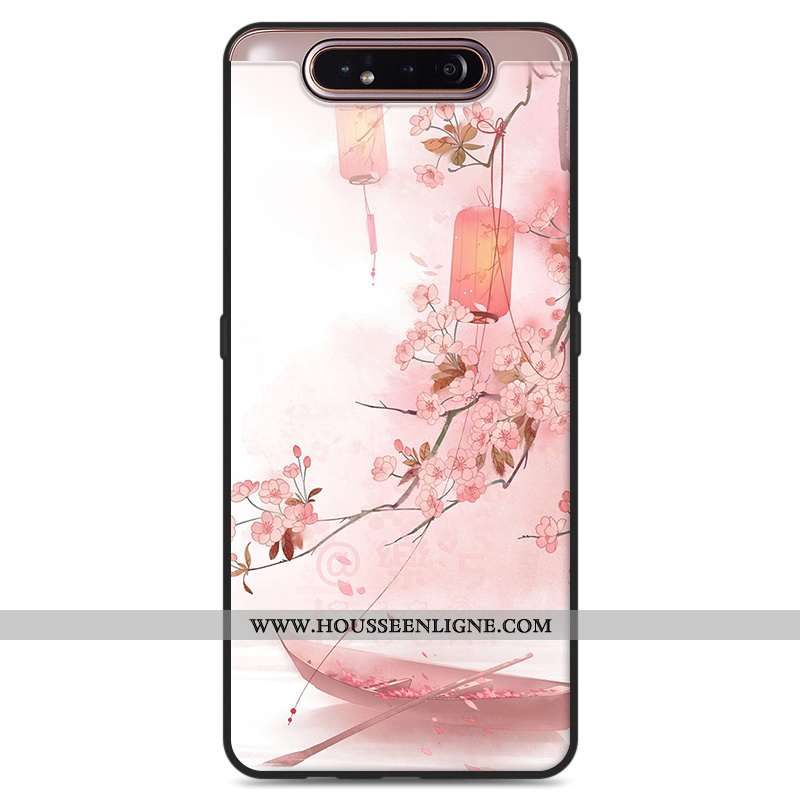 Housse Samsung Galaxy A80 Protection Vintage Style Chinois Frais Étoile Petit Art Blanche