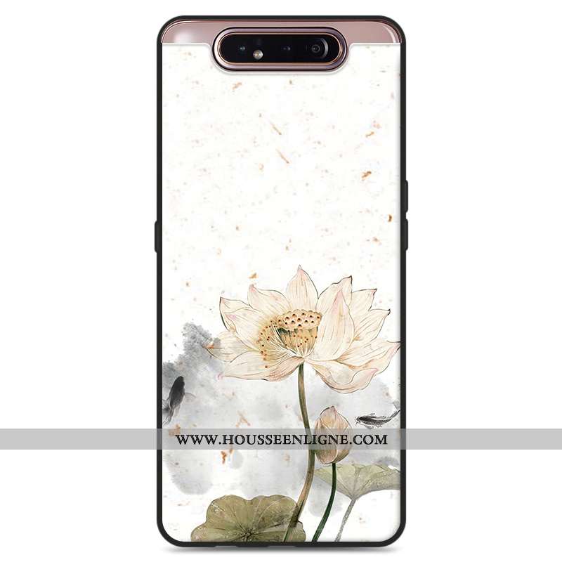 Housse Samsung Galaxy A80 Protection Vintage Style Chinois Frais Étoile Petit Art Blanche