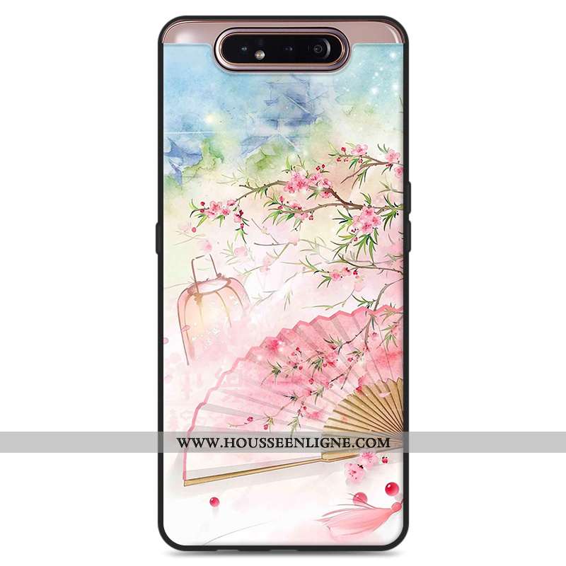 Housse Samsung Galaxy A80 Protection Vintage Style Chinois Frais Étoile Petit Art Blanche