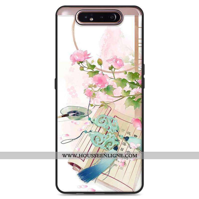 Housse Samsung Galaxy A80 Protection Vintage Style Chinois Frais Étoile Petit Art Blanche