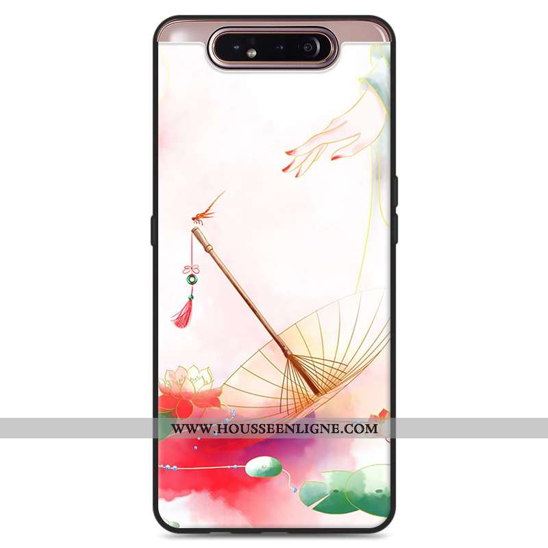 Housse Samsung Galaxy A80 Protection Vintage Style Chinois Frais Étoile Petit Art Blanche