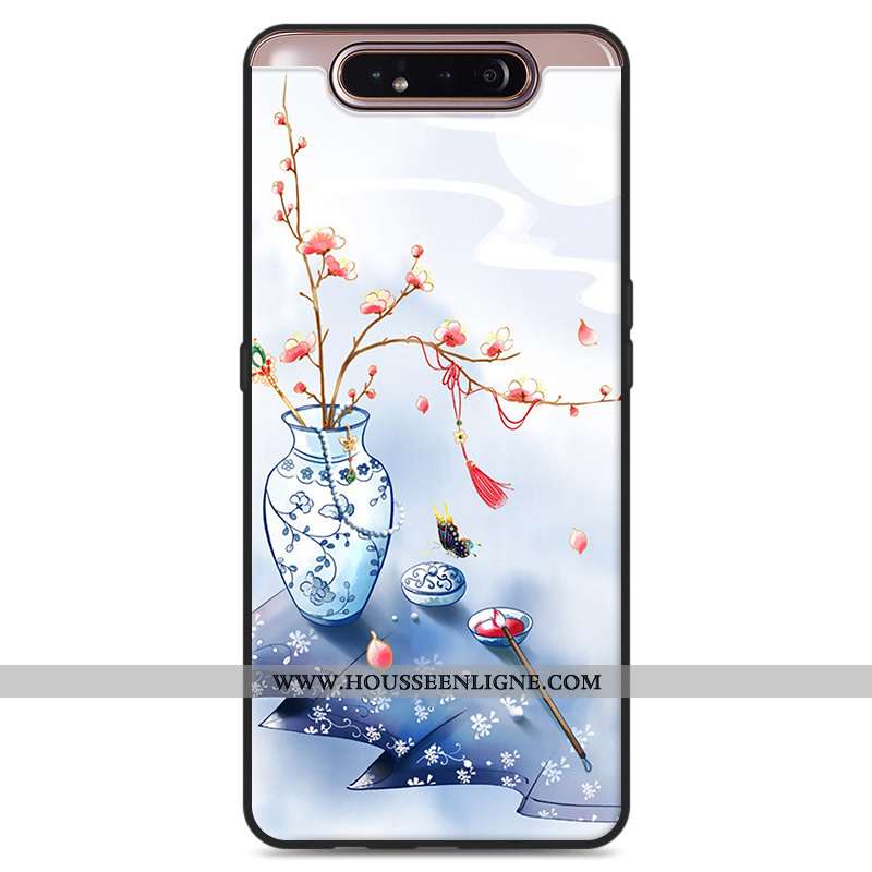 Housse Samsung Galaxy A80 Protection Vintage Style Chinois Frais Étoile Petit Art Blanche