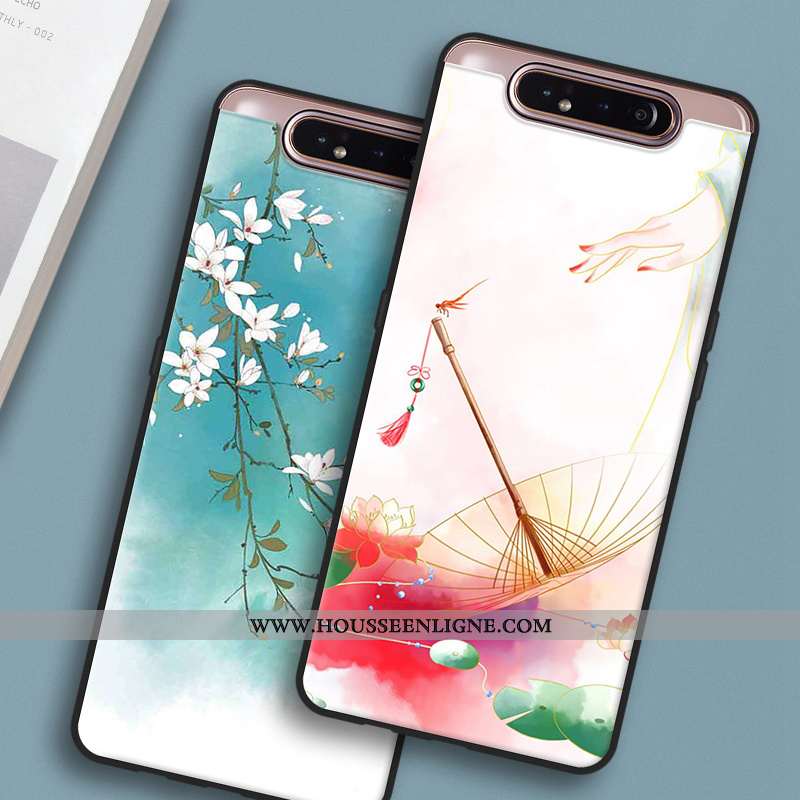 Housse Samsung Galaxy A80 Protection Vintage Style Chinois Frais Étoile Petit Art Blanche