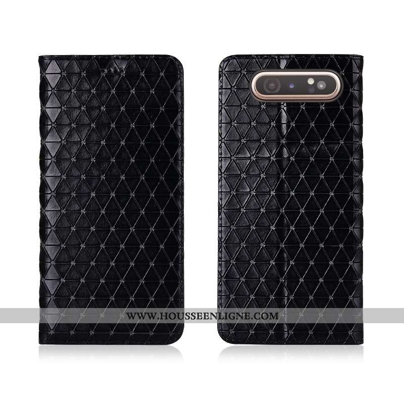 Housse Samsung Galaxy A80 Tendance Cuir Incassable Fluide Doux Délavé En Daim Véritable Téléphone Po