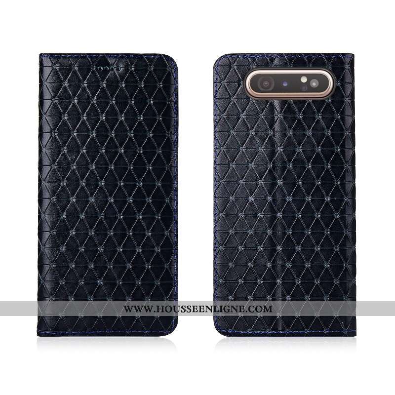 Housse Samsung Galaxy A80 Tendance Cuir Incassable Fluide Doux Délavé En Daim Véritable Téléphone Po