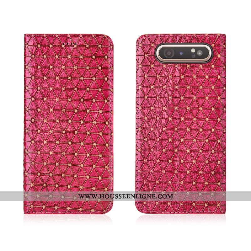 Housse Samsung Galaxy A80 Tendance Cuir Incassable Fluide Doux Délavé En Daim Véritable Téléphone Po