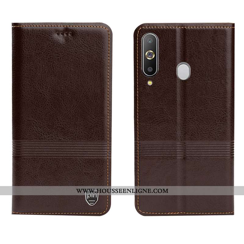 Housse Samsung Galaxy A8s Cuir Véritable Cuir Étoile 2020 Protection Incassable Tout Compris Marron