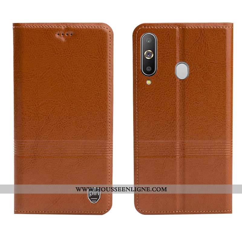 Housse Samsung Galaxy A8s Cuir Véritable Cuir Étoile 2020 Protection Incassable Tout Compris Marron
