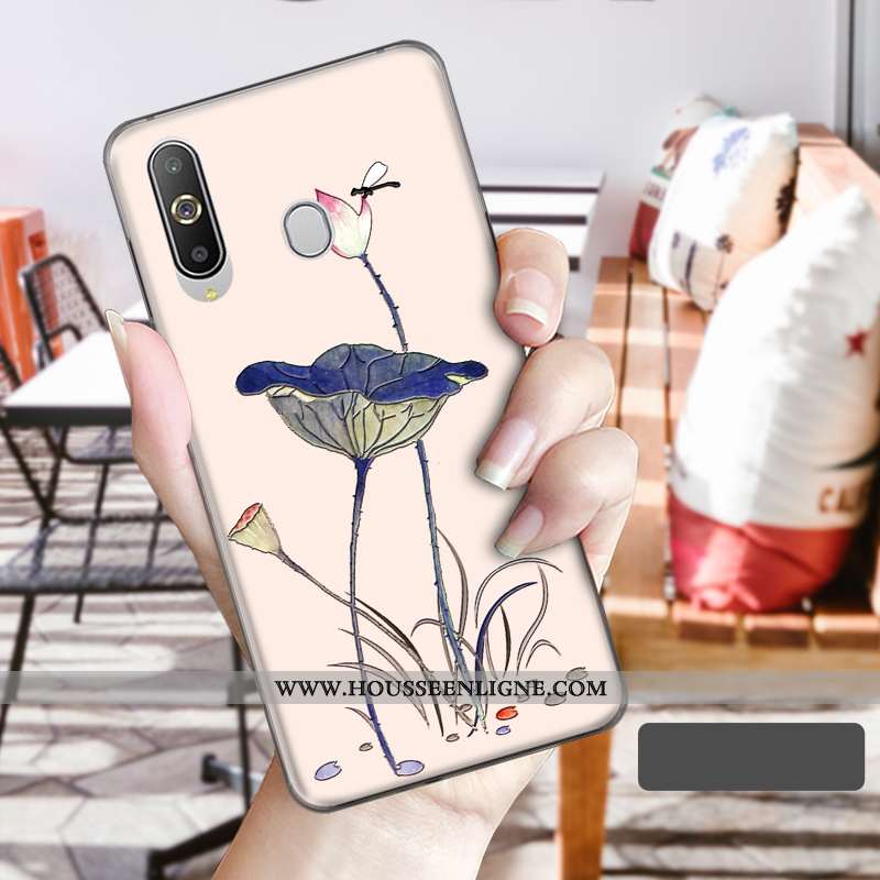 Housse Samsung Galaxy A8s Fleurs Fluide Doux Étoile Étui Téléphone Portable Incassable Gaufrage Bleu