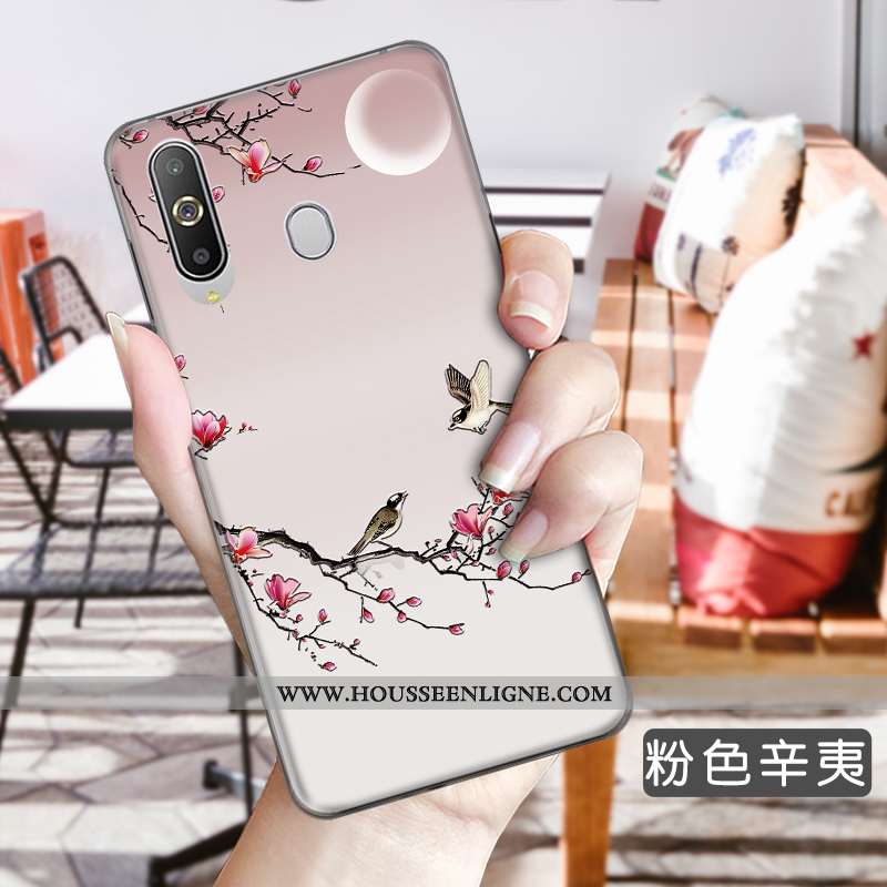 Housse Samsung Galaxy A8s Fleurs Fluide Doux Étoile Étui Téléphone Portable Incassable Gaufrage Bleu