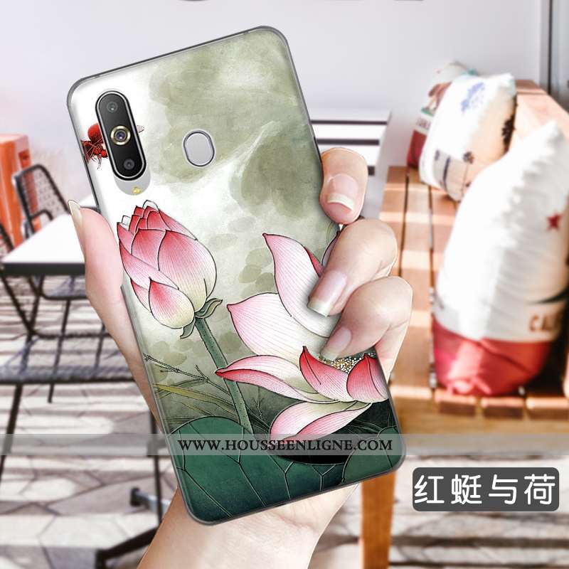 Housse Samsung Galaxy A8s Fleurs Fluide Doux Étoile Étui Téléphone Portable Incassable Gaufrage Bleu