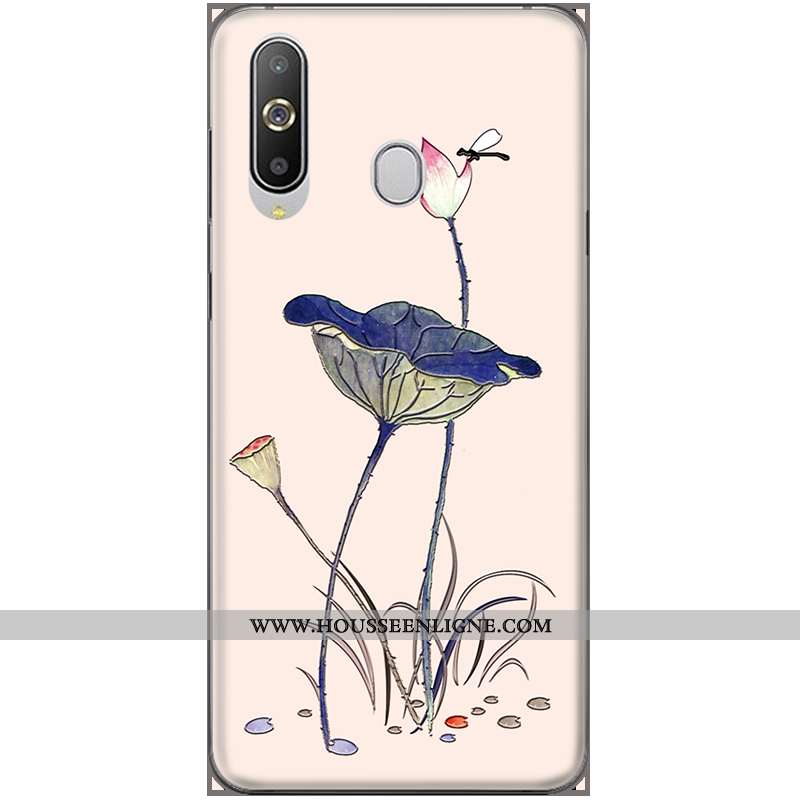 Housse Samsung Galaxy A8s Fleurs Fluide Doux Étoile Étui Téléphone Portable Incassable Gaufrage Bleu