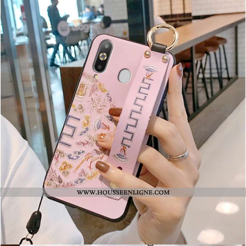Housse Samsung Galaxy A8s Mode Protection Modèle Fleurie Frais Téléphone Portable Étui Simple Rose