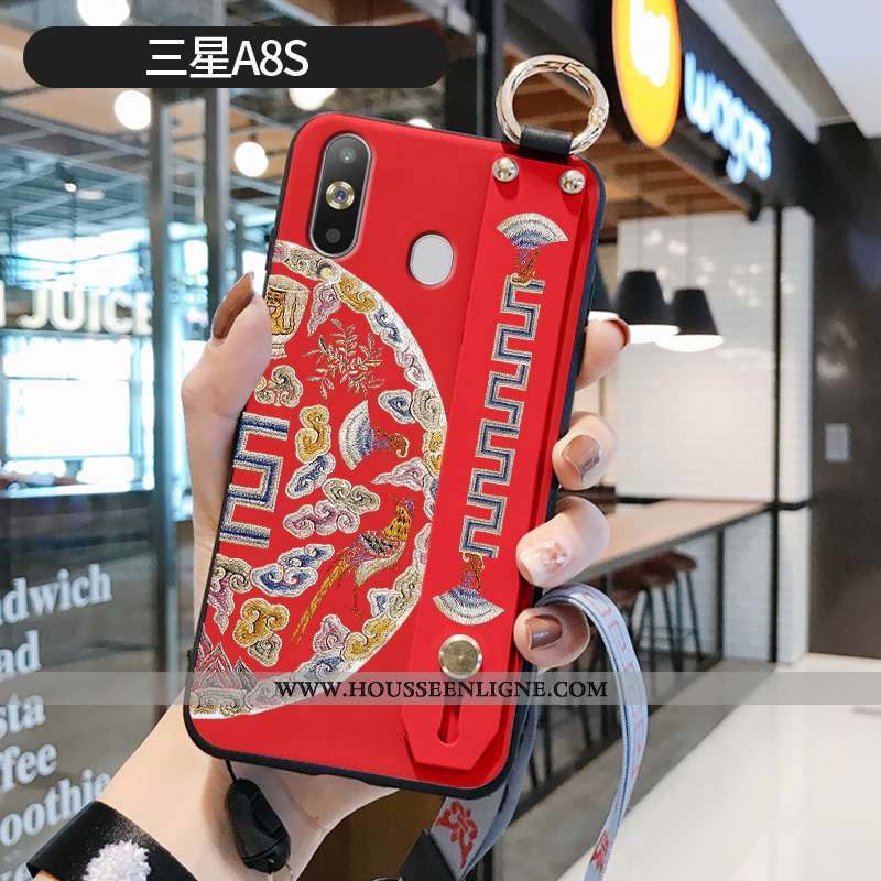 Housse Samsung Galaxy A8s Mode Protection Modèle Fleurie Frais Téléphone Portable Étui Simple Rose